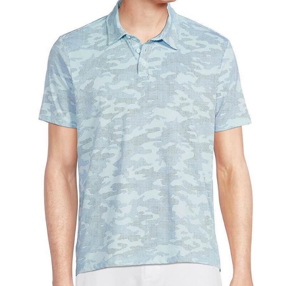 KYODAN Men's Blue and Gray Camo Collared Polo Golf Shirt Size Large